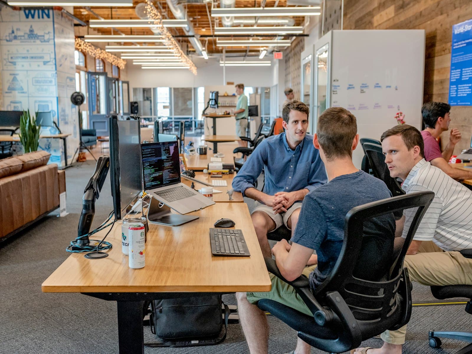 A team working together in a bright studio